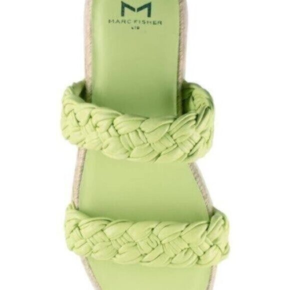 NEW Marc Fisher Light Green Espadrille Slide Leather Flat Sandals 7M - Picture 5 of 8